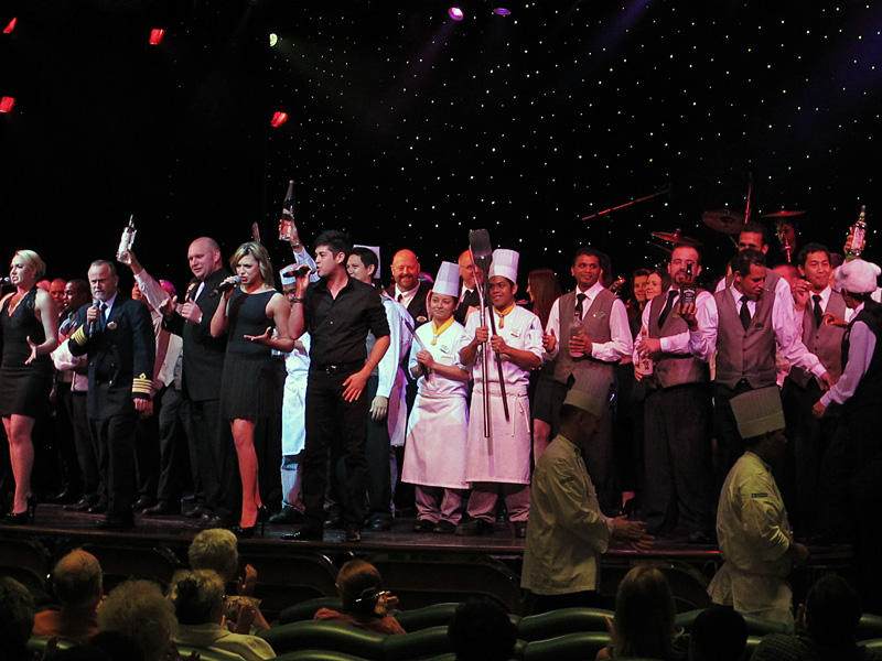 The cruise staff bids us farewell