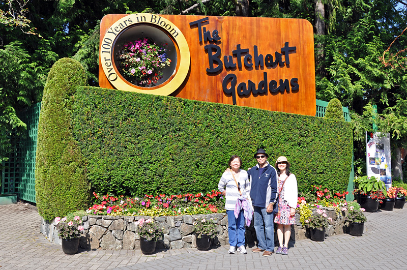 Mom and Dad and Charlotte at Butchart Gardens